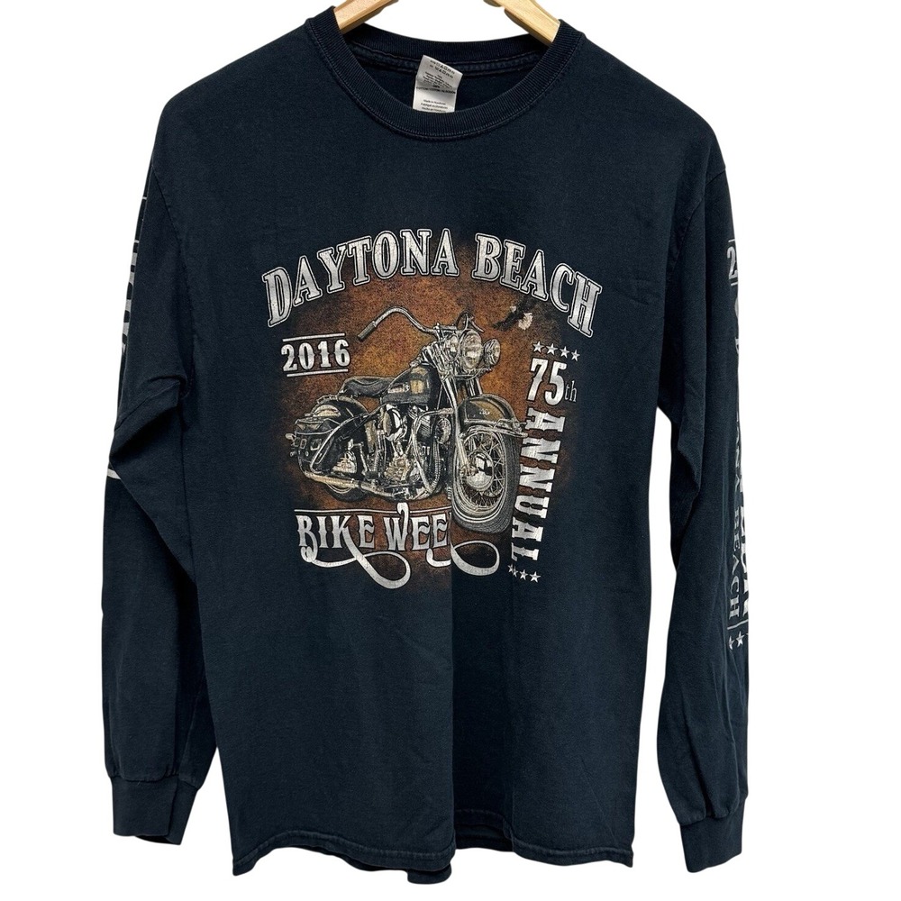 Daytona Beach‎ 75th Annual Bike Week S.H. LS Graphic T-Shirt Biker Size Medium